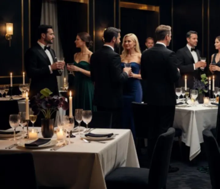 Luxusně nasvícený sál připravený na večerní event